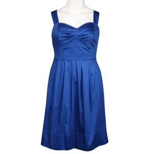Donna Ricco Blue Sweetheart Neckline Sheath Pockets Short Cotton ‎ Dress Sz 20W
